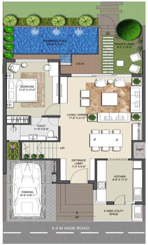 4 bed luxury villas ground floor plan
